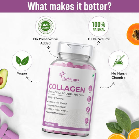 Herbal Max Collagen Beauty Supplements - 60 Tablets, 800mg - Image 4
