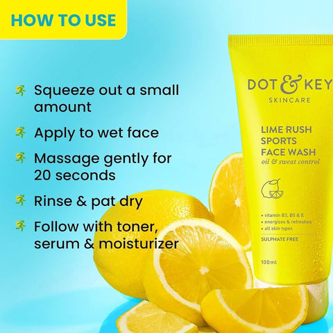 Dot & Key Lime Rush Sports Face Wash - Oil & Sweat Control, 100ml - Image 6