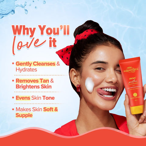 AQUALOGICA Detan+ Smoothie Face Wash with Glycolic Acid & Cherry Tomato - 100ml - Image 5