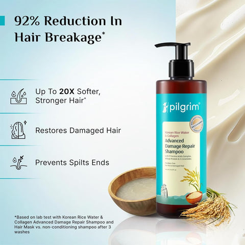 Pilgrim Korean Rice Water & Collagen Damage Repair Shampoo - 400 ml - Image 2