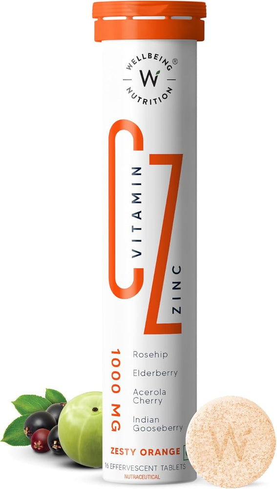 Wellbeing Nutrition Organic Vitamin C + Zinc Effervescent Tablets, 16 Pack