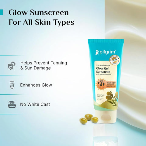 Pilgrim 2% Niacinamide Glow Gel Sunscreen SPF 50+ with Squalane - 50g - Image 5
