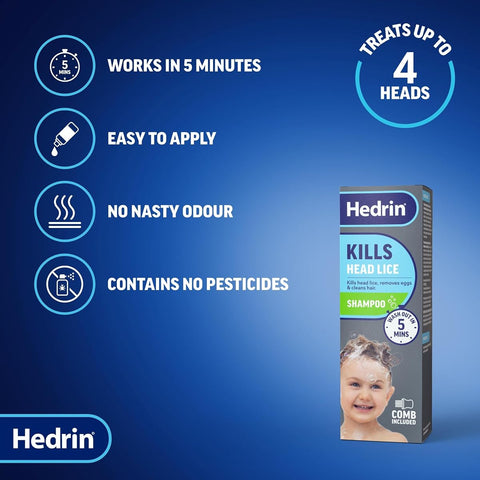 Hedrin Head Lice Shampoo & Comb Kit - Clinically Tested - 200ml - Image 3