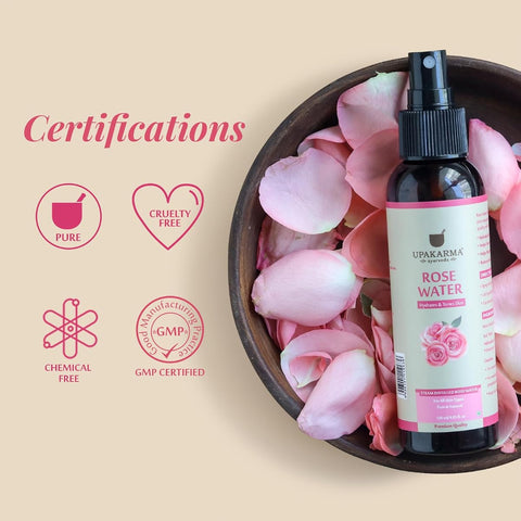 Upakarma Ayurveda Rose Water Spray - Natural Gulab Jal Moisturiser, 120ml - Image 5