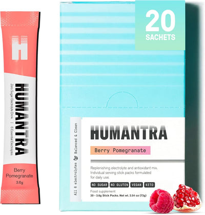 Humantra Electrolyte Powder - Berry Pomegranate, 72g, 20 Sachets