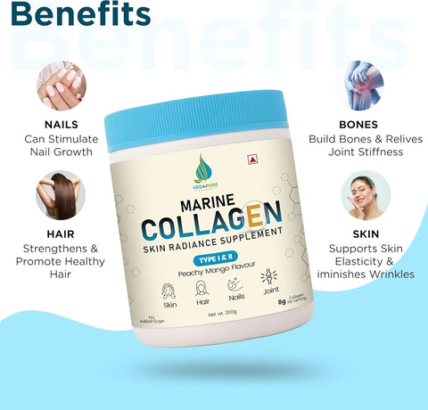 Vedapure Marine Collagen Skin Radiance Supplement - Peachy Mango - 200g - Image 4