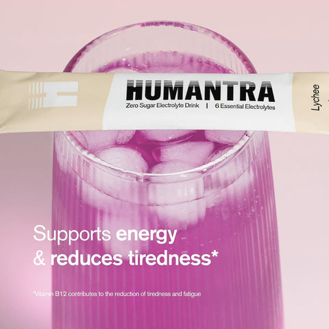 Humantra Electrolyte Powder - Lychee Flavour, No Sugar, 20 Sachets - Image 2