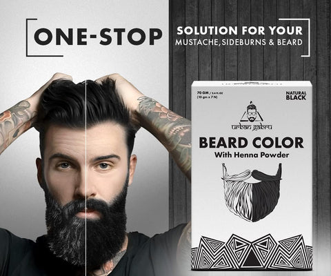 Urban Gabru Beard Color with Henna Power for Men, 70g - Black