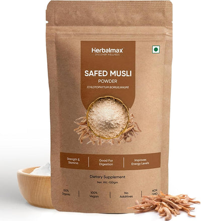 Herbal Max Safed Musli Powder - Organic Herbal Supplement - 100g