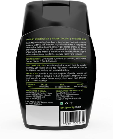 Pee Safe Intimate Powder for Women with Clotrimazole & Vitamin E - 75gm - Image 5