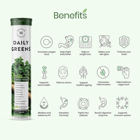 Wellbeing Nutrition Daily Greens Effervescent Tablets - Organic Collagen Builder & Multivitamin, 30 Tablets - Image 4