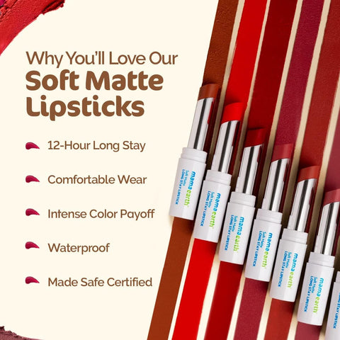 Mamaearth Soft Matte Long Stay Lipstick - Mulberry Pink, Jojoba Oil & Vitamin E, 3.5g - Image 2