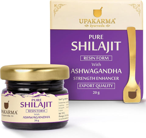 Upakarma Shilajit with Ashwagandha Resin - Ayurvedic Herbal Supplement, 20g