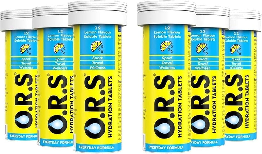 ORS Hydration Electrolyte Tablets - Lemon Flavour, 72 Tablets (6 x 12)
