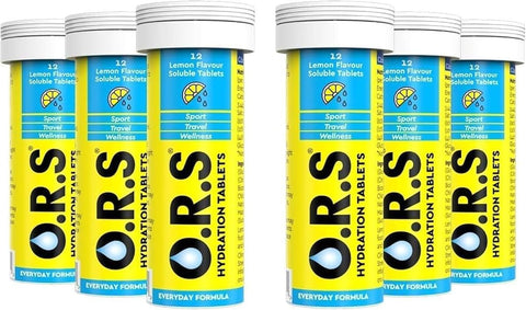ORS Hydration Electrolyte Tablets - Lemon Flavour, 72 Tablets (6 x 12)