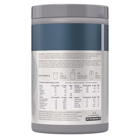 HK Vitals Skin Radiance Pro Marine Collagen Supplement Powder (Orange, 300G) | Collagen Peptides With Glutathione, Biotin, Vitamin C, E