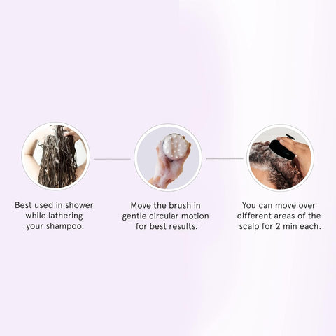 Be Bodywise Hair Scalp Massager Shampoo Brush with Soft Silicone Bristles - Black - Image 4