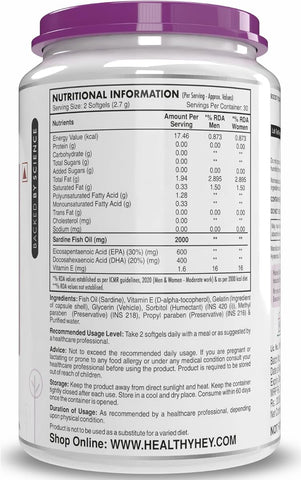 HealthyHey Fish Oil Omega 3 Softgels - Triple Strength EPA 600 DHA 400 - 60 Count - Image 7