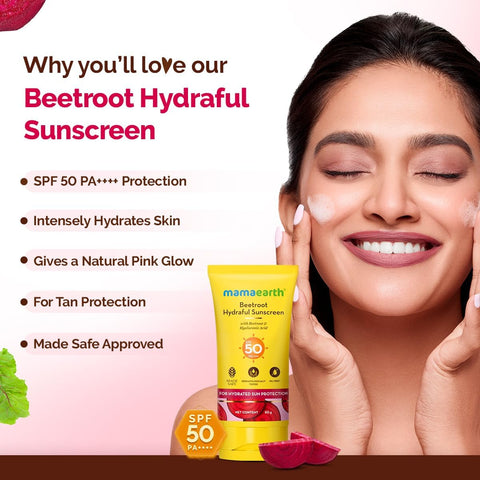 Mamaearth Beetroot Hydraful Sunscreen - SPF 50 PA++++, Hyaluronic Acid, 50g - Image 2