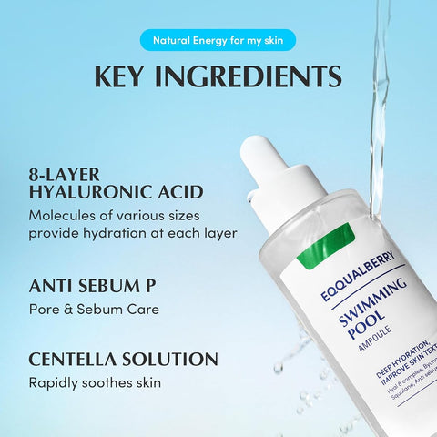Eqqualberry Hydrating Hyaluronic Acid Face Serum with Cica Extracts - 50ml - Image 4