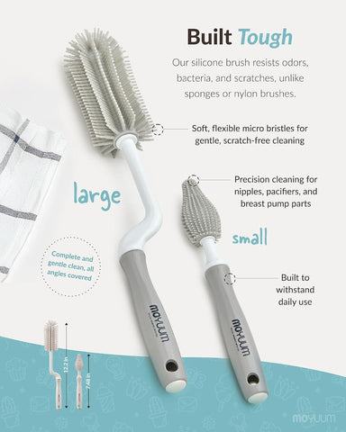 Moyuum Silicone Bottle Cleaning Brush Set with Rotating Handle - Mint - Image 3