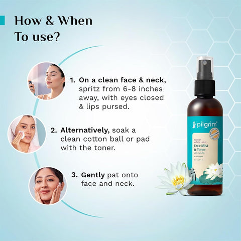 Pilgrim Korean Beauty White Lotus Face Mist & Toner - Alcohol-Free, 100ml - Image 6
