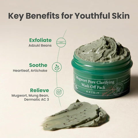 AXIS-Y Mugwort Pore Clarifying Wash Off Pack - 61% Mugwort Extract, 100ml - Image 3