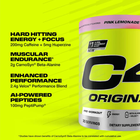 Cellucor C4 Original Pre-Workout Powder - Pink Lemonade, 30 Servings - Image 4