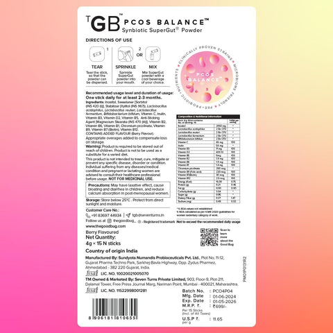 The Good Bug PCOS Balance SuperGut Powder - Pre & Probiotic Blend with Myo+D-Chiro Inositol - 15 Days Pack - Image 6