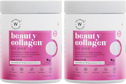 Wellbeing Nutrition Beauty Marine Collagen Powder - Strawberry Watermelon, 250g