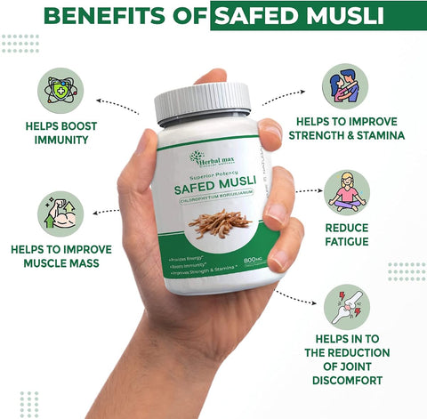 Herbal Max Shilajit Gold & Safed Musli Capsules - 800 mg, 90 Count - Image 5