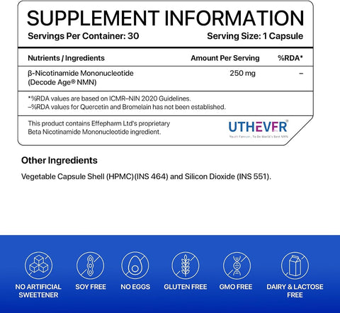 Decodeage Uthever NMN Supplement - 250mg, 30 Capsules - Image 5