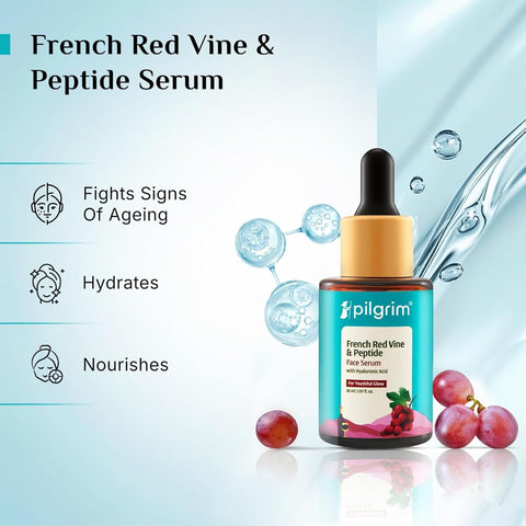 Pilgrim Red Vine Face Serum with Hyaluronic Acid & Peptides - 30ml - Image 3