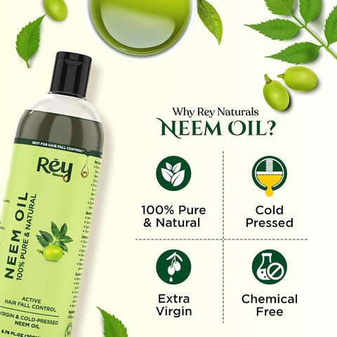 ReyNaturals Cold-Pressed Neem Oil for Hair and Skin - 200ml - Image 2
