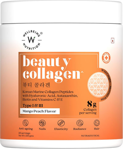 Wellbeing Nutrition Marine Collagen Peptides - Mango Peach, 250g
