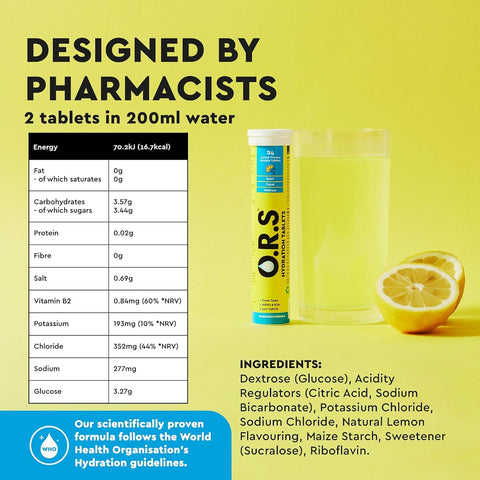 ORS Hydration Tablets - Electrolytes, Lemon Flavour, 12 Tablets - Image 7