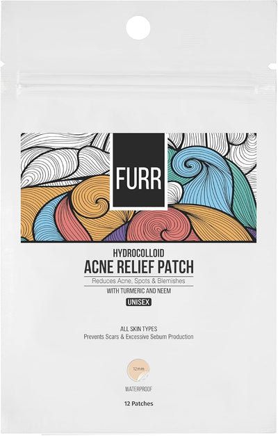 Pee Safe FURR Hydrocolloid Acne Relief Patches, Ayurvedic Ingredients, 12 Patches