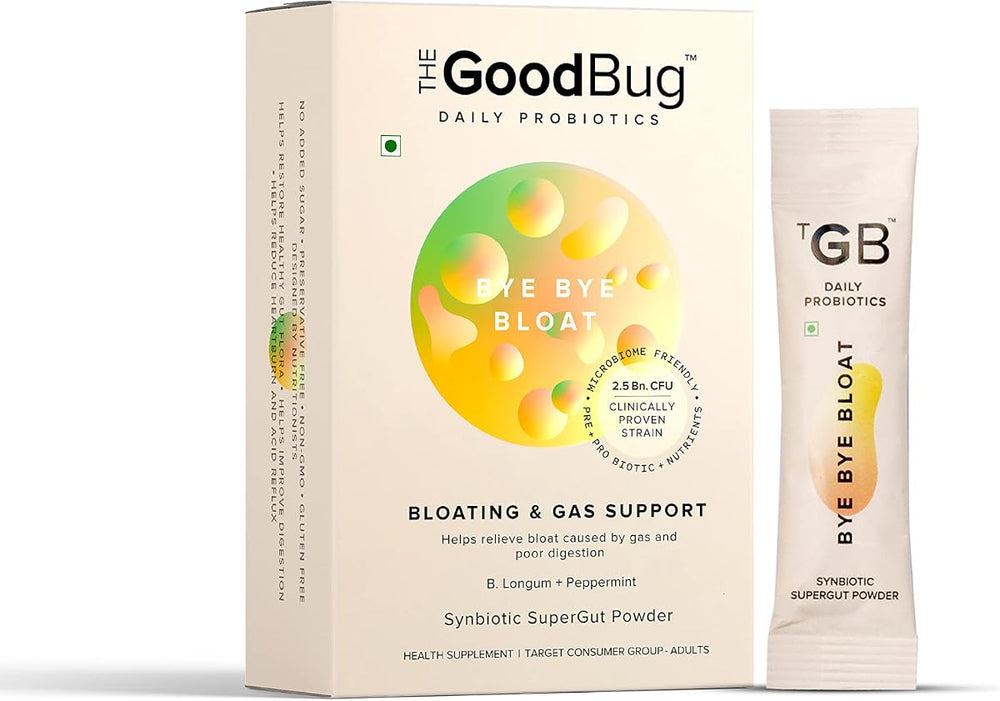 The Good Bug Bye Bye Bloat Stick - Probiotic Prebiotic Synbiotic Supplement, 2.5 Billion CFU, 30-Day Pack