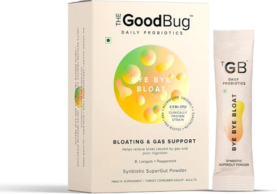 The Good Bug Bye Bye Bloat Stick - Probiotic Prebiotic Synbiotic Supplement, 2.5 Billion CFU, 30-Day Pack
