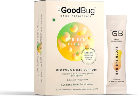 The Good Bug Bye Bye Bloat Stick - Probiotic Prebiotic Synbiotic Supplement, 2.5 Billion CFU, 30-Day Pack