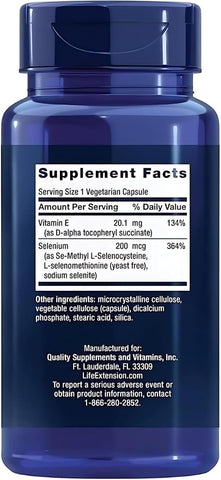 Life Extension Super Selenium Complex with Vitamin E, 200 mcg, 100 Vegetarian Capsules - Image 2