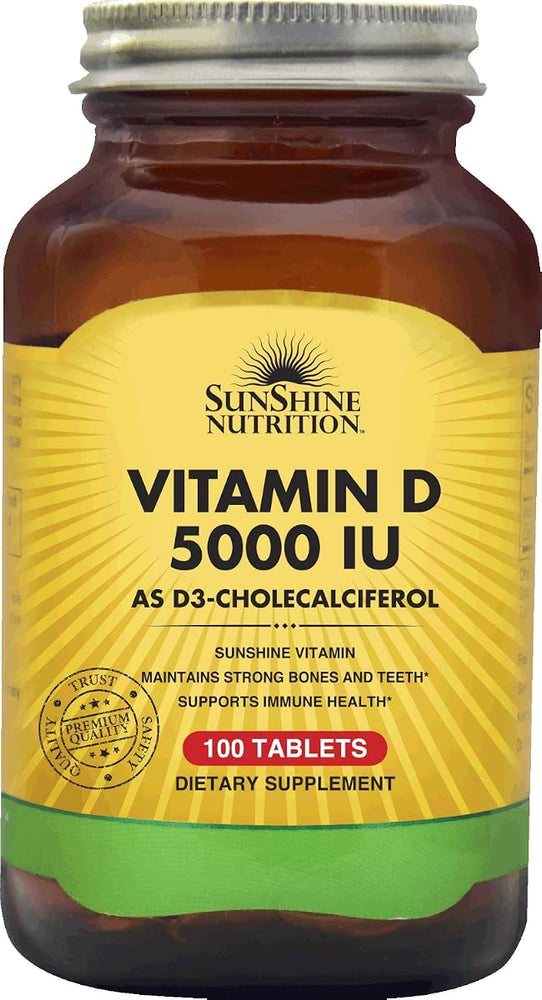 Sunshine Nutrition Vitamin D 5000 IU Tablets - 100 Count