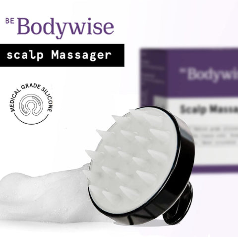 Be Bodywise Hair Scalp Massager Shampoo Brush with Soft Silicone Bristles - Black - Image 2