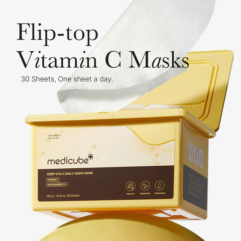 Medicube Deep Vita C Daily Quick Sheet Masks - Vegan, Triple Vitamin Complex - 30 Sheets - Image 2