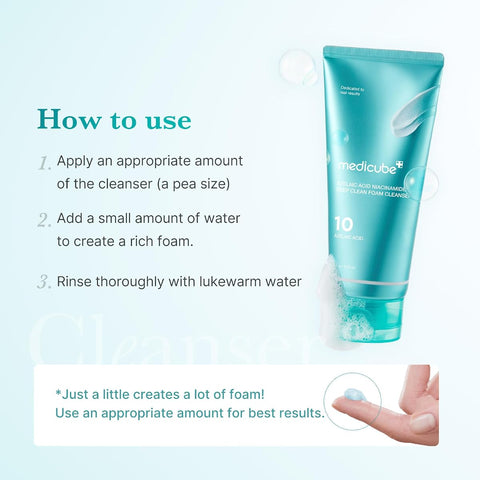 Medicube Facial Cleanser with Azelaic Acid & Niacinamide - Deep Clean Foam, 120g - Image 7