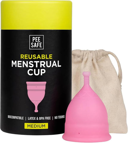 Pee Safe Menstrual Cup Medium - Medical Silicone, Pink