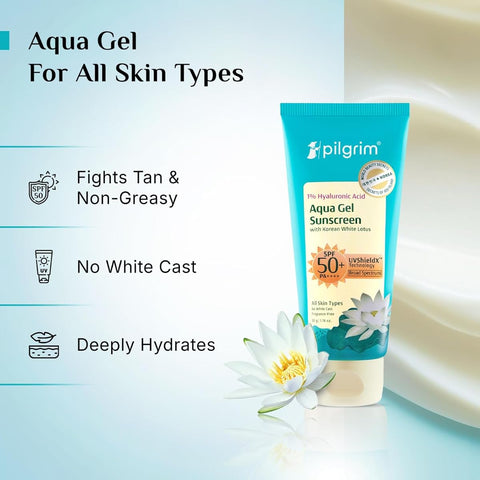 Pilgrim 1% Hyaluronic Acid Aqua Sunscreen Gel SPF 50 PA++++ - 50g - Image 5