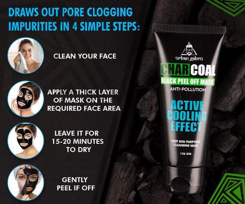 Urban Gabru Charcoal Peel Off Mask with Activated Bamboo Charcoal - 120g - Image 5