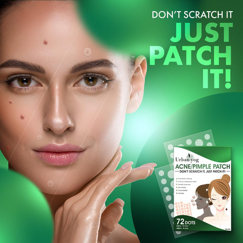 Urban Yog Acne Pimple Patch - Invisible Facial Stickers cover with 100% Hydrocolloid, Pimple Patches for Face (72 Dots)