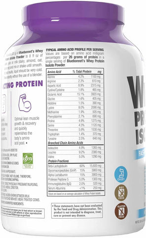 Bluebonnet Nutrition Whey Protein Isolate Vanilla Powder, 2 Lb 924G